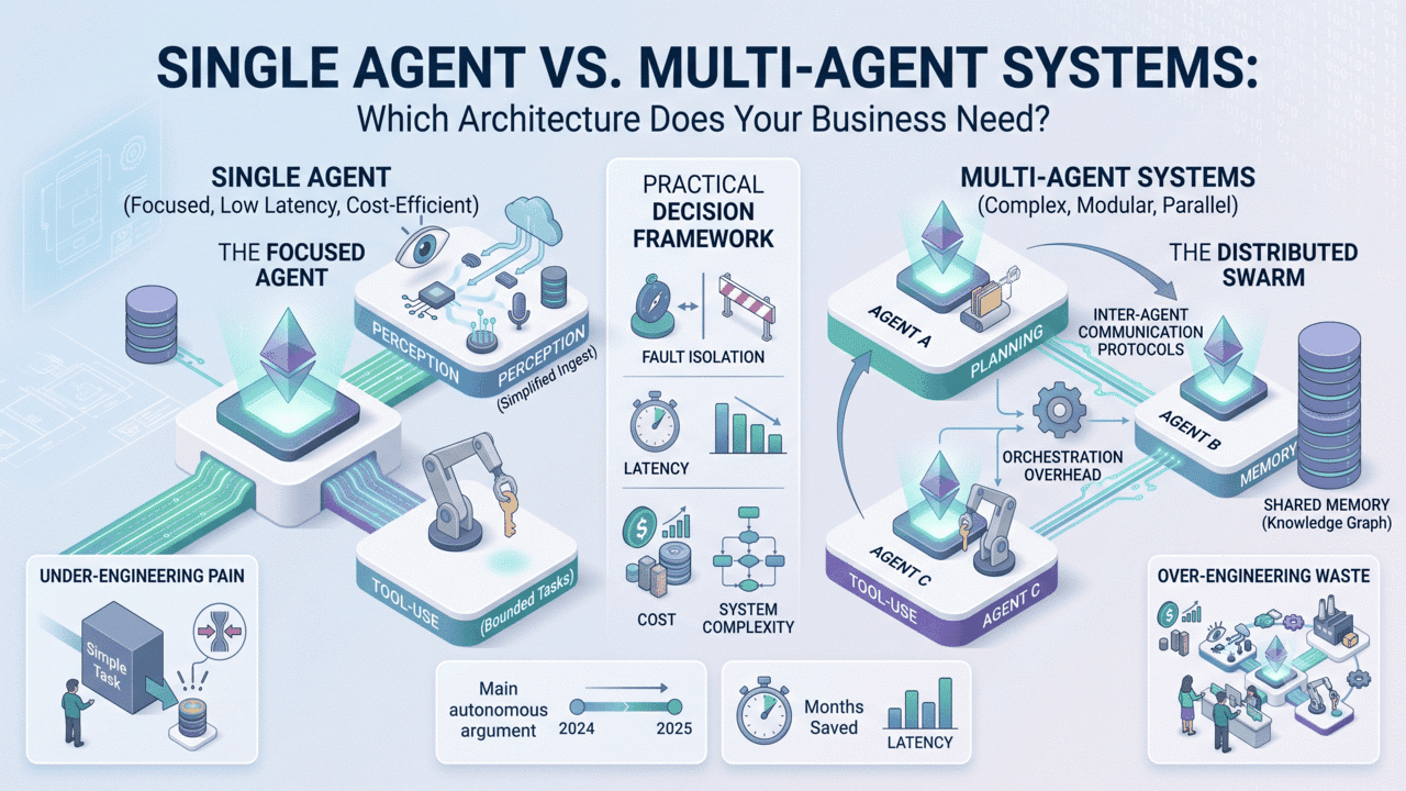 Isometric infographic comparing a single platform to three connected platforms with glowing gem icons